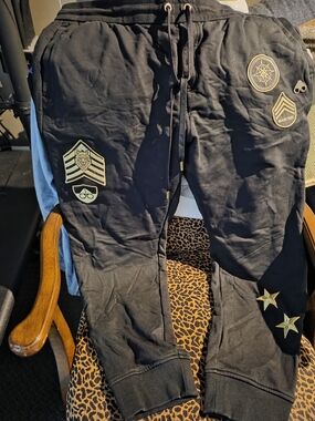 ***GOLD Edition*** Moose Knuckles Black Sweatpants with Gold Patch Accents